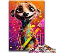 Puzzle 1000 pièces pour Adultes Suricate psychédélique 1000 pièces pour Adolescents, pour sublimer l'amour Entre Couples à partir de 14 Ans (50x75cm)