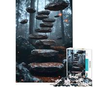 Puzzle 1000 pièces pour Adultes Surréalisme Un Chemin forestier mène à Un escalier Défi éducatif Décoration Murale Jeux familiaux À partir de 14 Ans (38x52cm)