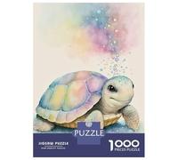 Puzzle 1000 Pièces pour Adultes Sweet Turtle in Pastel Puzzle Casse-tête Difficile, Idéal comme Cadeau pour Toute La Famille 70x50cm/1000pcs