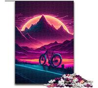 Puzzle 1000 pièces pour Adultes Synthwave Bike Jigsaw Puzzles en Carton, pour Anniversaire, Vacances, Noël, Halloween, Cadeau 1000 pièces(26x38cm)