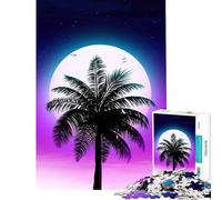 Puzzle 1000 pièces pour Adultes Synthwave Palm Sunset Jeu Pratique et addictif pour cultiver la Patience Cadeau d'anniversaire Anti-Stress (Dimensions 38x26cm)