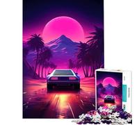 Puzzle 1000 pièces pour Adultes Synthwave Voiture Apprentissage Jeu éducatif Course de Vitesse Manuelle (Dimensions 38x52cm)