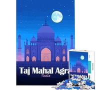 Puzzle 1000 pièces pour Adultes Taj Mahal Agra Inde Nuit Jeu Impossible Jouet addictif pour cultiver la Patience Cadeau d'anniversaire pour s'amuser en Famille (Dimensions 38x52cm)