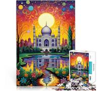 Puzzle 1000 pièces pour Adultes Taj Mahal de l'Inde Jouets éducatifs d'apprentissage avec Affiche et Feuille de Questions correspondantes 75x50cm