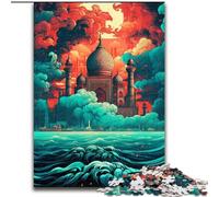 Puzzle 1000 pièces pour Adultes Taj Mahal naviguant sur la Vague en Carton, idéal pour Les Jeux en Famille, Les Jeux de société et Les Cadeaux d'anniversaire 1000 pièces(26x38cm)