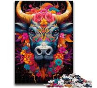 Puzzle 1000 pièces pour Adultes, taureaux colorés, Jeux d'activités familiales stimulants, Jouet à Faire soi-même pour décoration Murale, Cadeaux 50x75cm