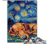 Puzzle 1000 pièces pour Adultes Teckel Ciel Nocturne en Bois, idéal pour s'amuser en Famille, se détendre et Offrir des Cadeaux de Vacances 50x75cm Fête d'anniversaire pour Hommes Femmes
