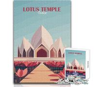 Puzzle 1000 pièces pour Adultes - Temple du Lotus, Inde Détendez-Vous Pendant Votre Temps Libre Assemblage Net et sans Couture Dimensions:38x52cm