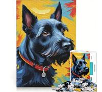 Puzzle 1000 pièces pour Adultes Terrier écossais Jeux relaxants Interaction Parent-Enfant Cadeau d'anniversaire Cadeau de Voyage 50x75cm