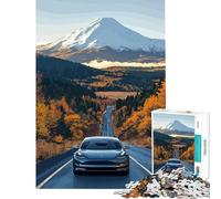 Puzzle 1000 pièces pour Adultes Tesla sur Route de Montagne Niveau Difficile et Stimulant Jeu éducatif pour Les 14 Ans et Plus (38x26cm)