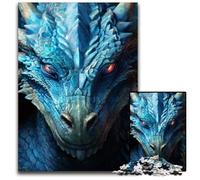 Puzzle 1000 pièces pour Adultes tête de Dragon Bleu décoration d'intérieur entraînement cérébral Cadeaux de Vacances 1000 pièces (38 x 26 cm)