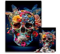Puzzle 1000 pièces pour Adultes, tête de Mort, en Bois, idéal pour Les Amoureux, idéal pour Noël, Le Nouvel an ou la Saint-Valentin, 50x75cm