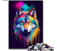 Puzzle 1000 pièces pour Adultes, têtes de Loup colorées, en Carton, pour la Famille et Les Amis, défi cérébral 1000 pièces(26x38cm)