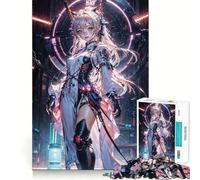 Puzzle 1000 pièces pour Adultes Thème Anime CyberGirl Neon Dream Jeu de logique Découpe précise Bords Lisses pour Les réunions de Famille (50x75cm)