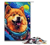 Puzzle 1000 pièces pour Adultes thème Astronaute Chow Chow avec Affiche et fiche de Questions réponses Assorties 75 x 50 cm