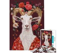 Puzzle 1000 pièces pour Adultes Thème bohème chèvre Art et Mode Jeux relaxants Apprentissage Jouets éducatifs Cadeaux de Noël Secret activités familiales (Taille 38x52cm)
