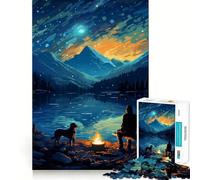 Puzzle 1000 pièces pour Adultes,thème Camping avec Chien,Pixel Art,Jeu d'articulation Fin et Amusant, pour se détendre et Passer Un Bon Moment,Cadeau de Noël ou de Loisirs (38x52cm)