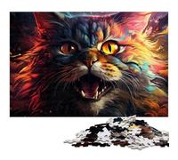 Puzzle 1000 pièces pour Adultes thème Chat Fantastique et Bizarre avec Affiche et fiche de Questions réponses Assorties (38 x 26 cm)