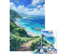 Puzzle 1000 pièces pour Adultes thème Chemin côtier Fleuri Jeu intellectuel et éducatif idéal pour Les Femmes et Les Hommes (Dimensions 38x52cm)