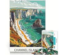 Puzzle 1000 pièces pour Adultes,thème côte des îles Anglo-Normandes,Casse-tête Amusant et Complexe,Cadeau de Loisirs et de détente,décoration de Noël (50x75cm)