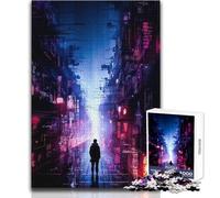 Puzzle 1000 pièces pour Adultes, thème Cyberpunk City of Night Idéal pour se détendre Pièces Robustes et précises Dimensions:38x26cm