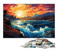 Puzzle 1000 pièces pour Adultes thème de la mer Égée coloré Amusant en Famille avec Affiche et fiche de Questions-réponses Assorties (75 x 50 cm)