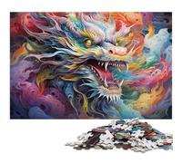 Puzzle 1000 pièces pour Adultes thème Dragon dans l'univers Amusant en Famille avec Affiche et fiche de Questions-réponses Assorties (1000 pièces 75 x 50 cm)