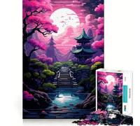 Puzzle 1000 pièces pour Adultes,thème Japonais Sakura Garden Zen,Jeu de réflexion et de Calme, pour Noël (38x26cm)