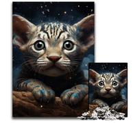 Puzzle 1000 pièces pour Adultes, thème Lion de la Nuit étoilée, idéal pour s'amuser en Famille, Jouer en société ou pour Un Anniversaire 50x75cm/19,68x29,52 Pouces
