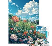 Puzzle 1000 pièces pour Adultes Thème Pivoines Style BD Décoration Murale pour Noël ou Un Anniversaire (Dimensions 75x50cm)