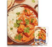 Puzzle 1000 pièces pour Adultes, thème Poulet Tikka Masala et Riz Design élégant Jeu idéal pour décorer ou Offrir en Cadeau d'anniversaire Dimensions 38x52cm