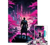 Puzzle 1000 pièces pour Adultes thème samouraï Cyberpunk Paysage Urbain Difficile et Stimulant Jeu de Relaxation et Anti-Stress adapté aux 14 Ans et Plus (50x75cm)