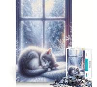 Puzzle 1000 pièces pour Adultes,thème « Sieste du Chat »,Jeu de réflexion Amusant et Calme, pour Noël (38x52cm)