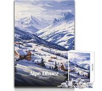 Puzzle 1000 pièces pour Adultes, thème Station de Ski Alpe d'Huez, Jeu éducatif et ludique, pour Un Anniversaire, Dimensions : 50x75cm