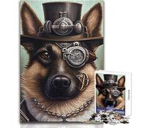 Puzzle 1000 pièces pour Adultes, thème Steampunk Berger Allemand, activités familiales, Jeu de réflexion, Cadeau et Jouet idéal (Dimensions 38x26cm)