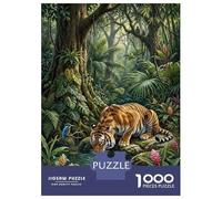 Puzzle 1000 Pièces pour Adultes Tiger Drinking Water in A Lush Jungle Puzzle Casse-tête Jeu De Réflexion Cadeau pour Femmes Difficile Et Stimulant 38x26cm/1000pcs