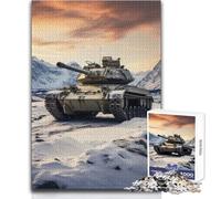 Puzzle 1000 pièces pour Adultes - Tiger Panzer dans la Neige - Jeu éducatif - Course de Vitesse Manuelle - Cadeau d'anniversaire - Dimensions:50x75cm