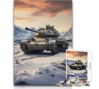 Puzzle 1000 pièces pour Adultes - Tiger Panzer dans la Neige - Jeu éducatif - Course de Vitesse Manuelle - Cadeau d'anniversaire - Dimensions:38x52cm