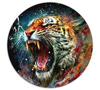 Puzzle 1000 pièces pour Adultes Tigre 1000 pièces Puzzle Rond Jeu Familial interactif, Décoration d'intérieur DIY, Cadeau Casse-tête 1000 pièces (67,5x67,5cm)