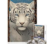 Puzzle 1000 pièces pour Adultes Tigre Blanc d'hiver Jeu Pratique idéal pour Les Couples Jouet Anti-Stress Entraîne Votre Cerveau et Vos Mains (50x75cm)