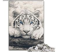 Puzzle 1000 pièces pour Adultes Tigre Blanc, stimule Le Cerveau, Jouets addictifs pour cultiver la Patience et améliorer la mémoire (Taille 26x38cm)
