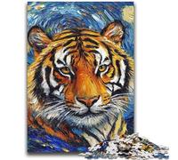 Puzzle 1000 pièces pour Adultes Tigre Ciel Nocturne Jeux Éducatifs Décoration de la Maison Jeu Éducatif pour Anniversaire, Noël 26x38cm