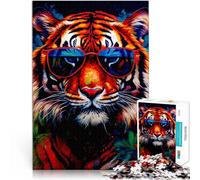 Puzzle 1000 pièces pour Adultes Tigre coloré Difficile à réaliser mais Amusant et Humoristique Œuvre d'art 38x52cm