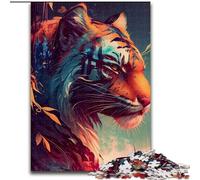 Puzzle 1000 pièces pour Adultes Tigre coloré en Bois, ce Qui en Fait Un Excellent Cadeau pour s'amuser en Famille 50x75cm pour Les Adolescents et Les Loisirs en Famille, Cadeau de Noël Parfait