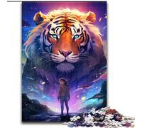 Puzzle 1000 pièces pour Adultes Tigre coloré en Bois, idéal pour Les Anniversaires, Noël et Halloween, 50x75cm, décoration Artistique à Faire soi-même, Cadeau d'anniversaire idéal.