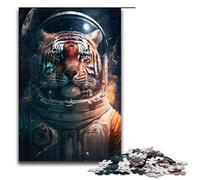 Puzzle 1000 pièces pour Adultes Tigre dans l'espace Amusant en Famille avec Affiche et fiche de Questions réponses Assorties 75 x 50 cm