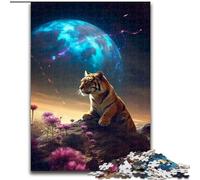 Puzzle 1000 pièces pour Adultes Tigre dans Mars Floral Puzzles en Bois, pour Anniversaire, Vacances, Noël, Halloween, Cadeau 1000 pièces(50x75cm)