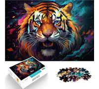 Puzzle 1000 pièces pour Adultes Tigre de feu coloré Jouet éducatif 26x38cm Collection Artistes Beaux-Arts pour Les 14 Ans et Plus