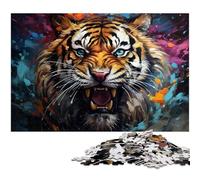 Puzzle 1000 pièces pour Adultes Tigre en colère coloré Puzzle Difficile Une œuvre d'art pour Les Adolescents de 14 Ans et Plus 1000 pièces (38 x 26 cm)