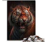 Puzzle 1000 pièces pour Adultes Tigre en colère en Bois, ce Qui en Fait Un Excellent Cadeau pour s'amuser en Famille 50x75cm pour Un Jeu interactif en Famille